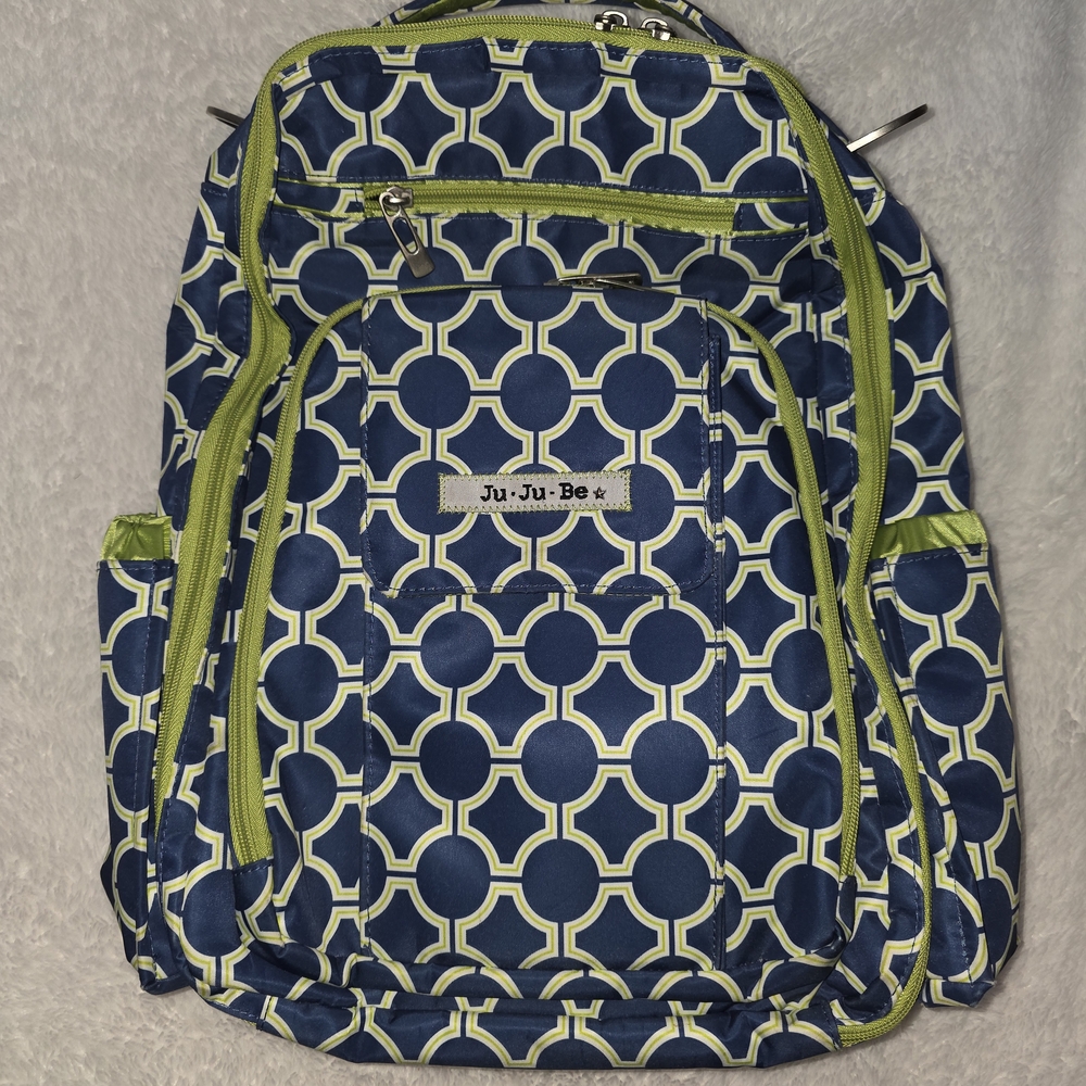 Ju-Ju-Be Navy and Lime Geometric Backpack